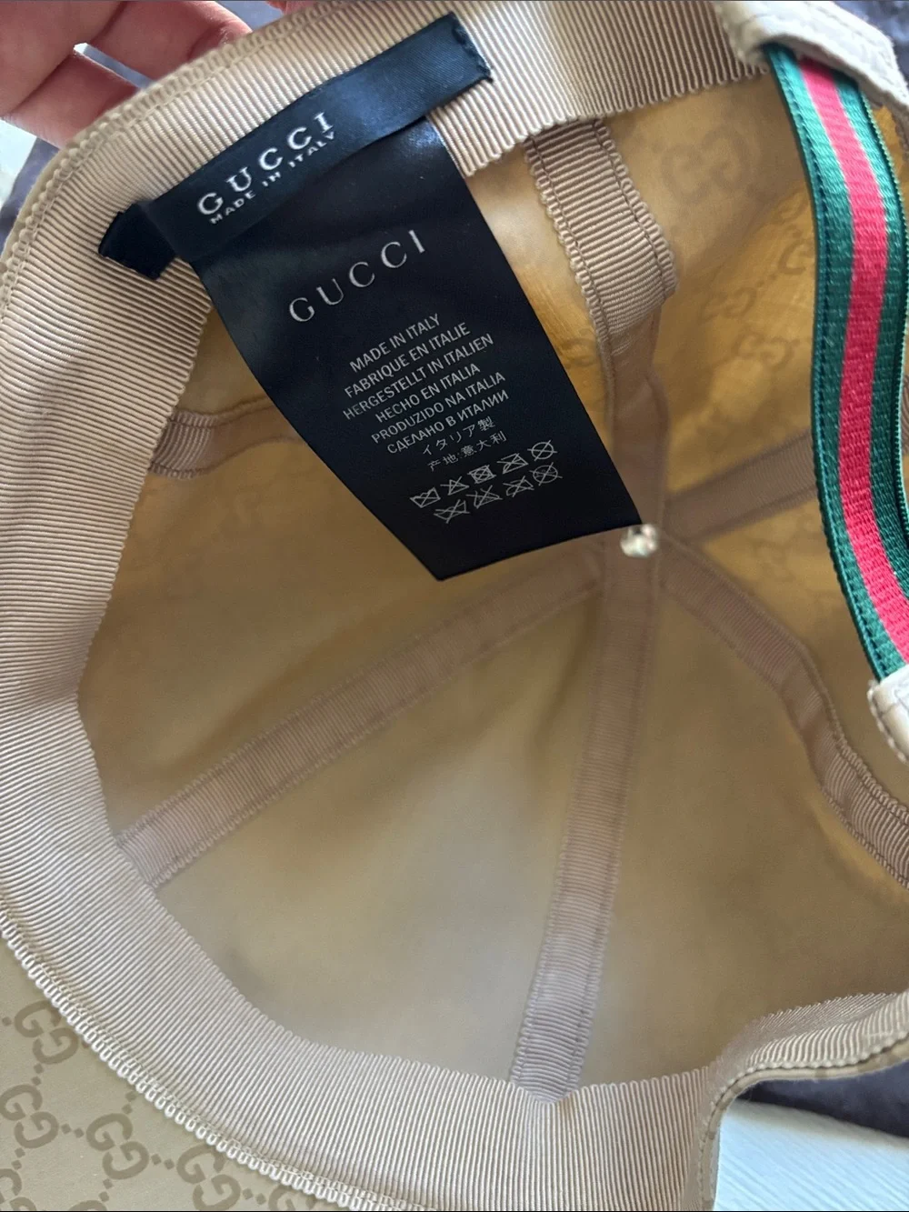 Gucci Beige GG Monogram Baseball Cap